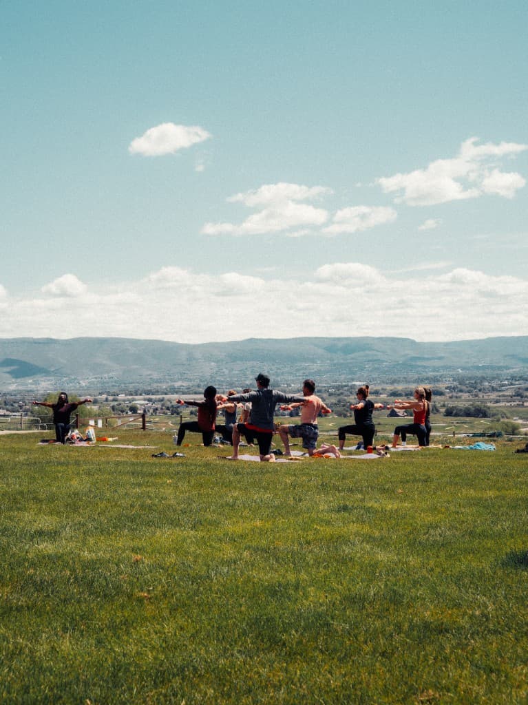 Mat Pilates on the lawn